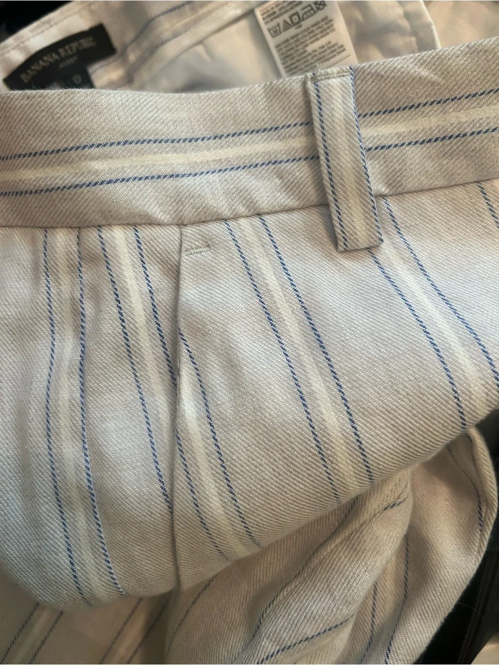Banana Republic Linen White/blue striped Avery Pants 0
